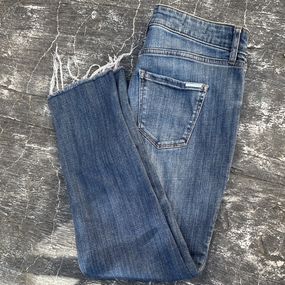 White House Black Market Distressed Blue Ankle Jeans